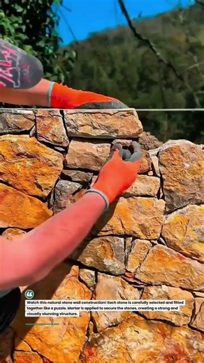Natural Stone Wall Build! #construction #stonemasonry #DIY #shorts #builder #design