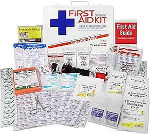 OSHA & ANSI First Aid Kit, 50 Person, 198 Pieces, Indoor/Outdoor Emergency Kit for Office, Home or Car, ANSI 2015 Class B, Types I, II & III, Gasketed for Weather and Moisture Resistance, Made in USA