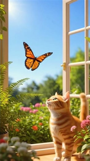Cute Cat and a Butterfly 🐱🦋 | Short Cat Story #aishorts #cat #kawii #shorts