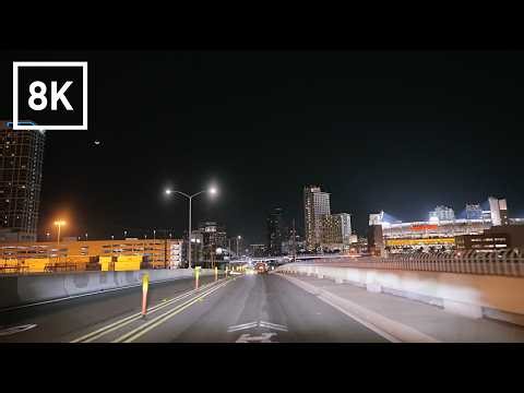 Saturday Night Driving San Diego Downtown | 8K 60fps HDR | Night City Ambience, ASMR