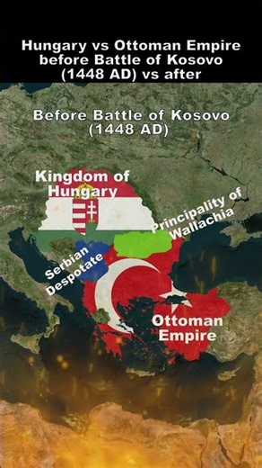 Hungary vs Ottoman Empire before Battle of Kosovo 1448 AD vs after 2