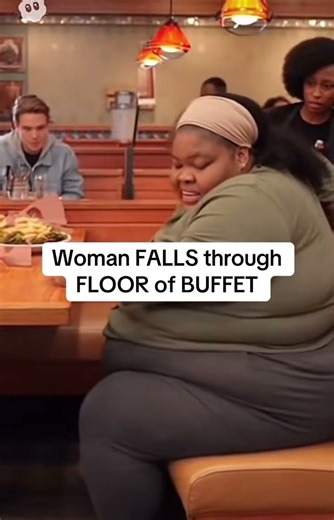 Woman FALLS THROUGH FLOOR of BUFFET #foodies #bigback #buffet #funnyshorts