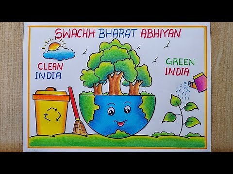Swachh Bharat Abhiyan Poster drawing easy| Clean India Green India Poster| Swachh Bharat mission