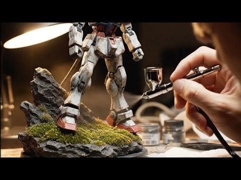 Building a Realistic Gundam Diorama: Weathering, Rocks, and Moss! @YNDstudioAI #miniature #diorama