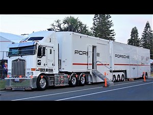Best of Kenworth K100 series cabover trucks hauling race cars