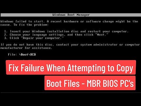 Fix Failure When Attempting to Copy Boot Files - Windows BCDBOOT Error FIXED in MBR or BIOS PC's