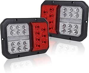 RV Tail Lights, 66 LEDs Double Led Trailer Tail Lights with Horizontal Mount Stop Turn Tail Brake Reverse Lights for RV Trailer Camper Trucks 2pcs