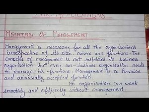MANAGEMENT PRINCIPLE AND APPLICATIONS|MEANING OF MANAGEMENT|PART-1|HANDWRITTEN NOTES|SSCOACHING||