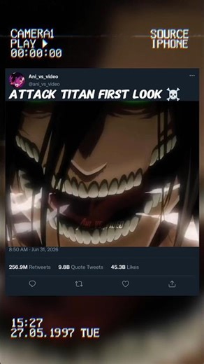 Attack titan first look ☠️ ll #eren #aot #anime #shorts