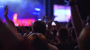 Audience at the concert giving applause to favourite music band