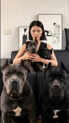 These Giant Cane Corsos Are Surprisingly Gentle 🖤 #shorts #viral #canecorso #dog #short