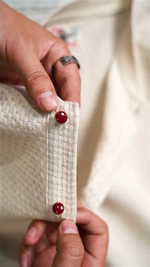 Linen-Blend Textured Henley T-Shirt with Red Button Accents