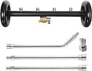 Tool Daily Undercarriage Pressure Washer Attachment 16 Inch, Dual-Function Undercarriage Cleaner for Power Washer and Garden Hose, Under Car Wash Water Broom with 3 Pieces Extension Wand, 4000 PSI