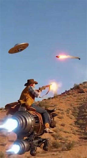 Cowboy vs. UFO: Wild West Sci-Fi Showdown! 🤠🚀👽 #CowboyVsAlien #Steampunk #SciFi