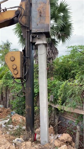 box concrete piles drive by excavator