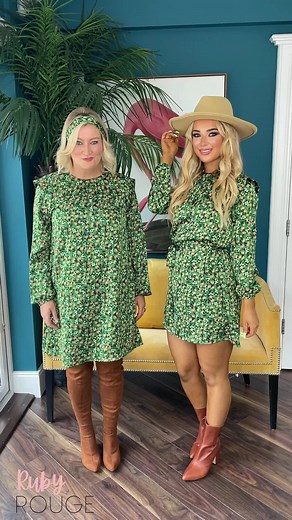 Autumnal vibes✨… We are OBSESSED with our “ Amy Green Floral Dress “ €69. Style with the belt to enhance your waist or without it for a 60’s shift dress lookx #boutique #autumnvibes #rubyrougegorey | Ruby Rouge Boutique | Facebook