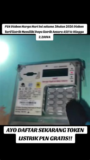 PROGRAM TERBARU PT PLN PERSERO DAFTAR DAN DAPATKAN TOKEN LISTRIK GRATIS PLN Diskon Harga Hari Ini Selama 3 bulan 2026 Diskon Tarif Listrik Ini Hanya Untuk Pelanggan Yang Memiliki Daya Listrik Antara 450 VA Hingga 2.200 VA PLN Lagi Bagi-bagi Token Listrik Gratis Untuk Seluruh Rakyat Indonesia Daftarkan Segera