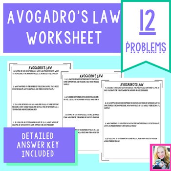 Avogadro's Law Worksheet - Answer Key Included - Distance Learning