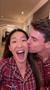 This couple's Christmas pajama vibe is absolutely perfect
