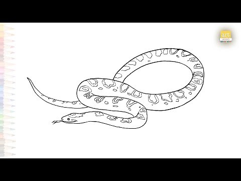 Anaconda snake easy drawing | Outline sketches | How to draw A Snake step by step simply #artjanag