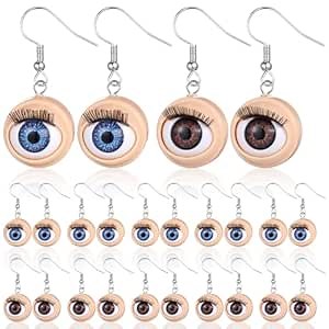 Remuuly 12 Pairs Eyeball Earrings - Bulk Doll Earrings for Party, Christmas, Cosplay & Costume