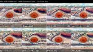 See Hubble's views of Jupiter and its Great Red Spot over time