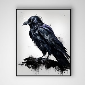 Printable Gothic Raven | Gothic Raven Art |sketched Raven Wall Art - Etsy