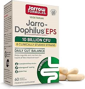 Jarrow Formulas Jarro Dophilus Probiotics 10 Billion CFU - Probiotic Supplement Capsules for Digestive Health & Gut Health for Women and Men, 60 Veggie Capsules, Up to 30 Days, Shelf Stable