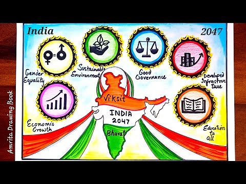 My Vision for India in 2047 Drawing | Viksit Bharat Drawing | India of my Dream poster drawing
