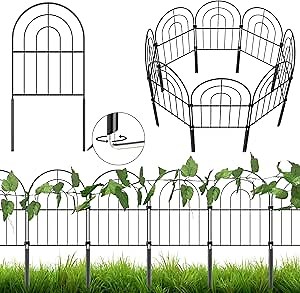 Decorative Garden Fence 10 Pack, 13in (L) x 24in (H) No Dig Rustproof Metal Wire Fencing Border Animal Barrier, Flower Edging for Landscape Patio Yard Outdoor Decor