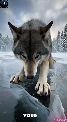 Wolf Breaks Ice Desperately Searching for Solid Ground #nature #survival #rescue