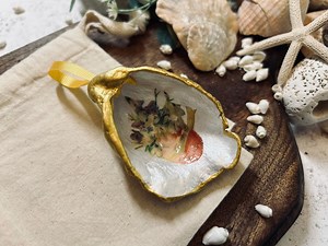 Gold Easter Egg Hanging Decoration. Vintage Style Oyster Shell Easter Tree Ornament. - Etsy