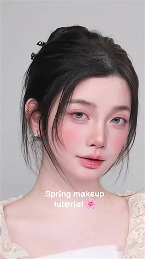 tutorial spring make up korean look 🎀🍭 #makeuptutorial #koreanmakeup #fyp #kpopfyp #makemefamous