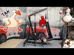 The GUS Gigant hydraulic crane is a 2-ton unit. It needs some modifications, quack, quack, quack.