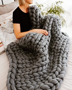 Giant Blanket, 100% Merino Wool Blanket, Chunky Knit Blanket, Knitted Blanket, Arm Knit Blanket, Chunky Wool Blanket, 7th Anniversary Gift - Etsy