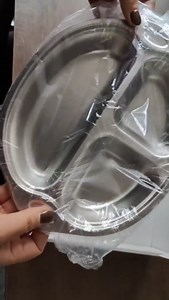 RISON-Titanium A Set of Titanium Children's Cutlery Plate GR1 Ultra Light Divided Plates Pure Titanium 3-in-1 Dinner Plate Children's tableware Divided Food Dinner Plate (Silver)