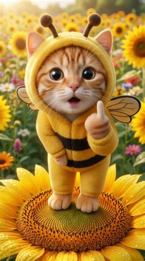 Cute orange kitten dancing wearing a bee costume #catdance #dancecat #dancingcat