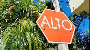 Stop sign Alto in Spanish in Puerto Escondido Mexico.