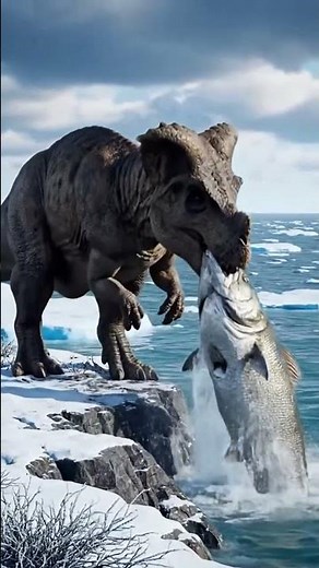 Pachyrhinosaurus vs a giant sinkhole opening in a Prehistoric World