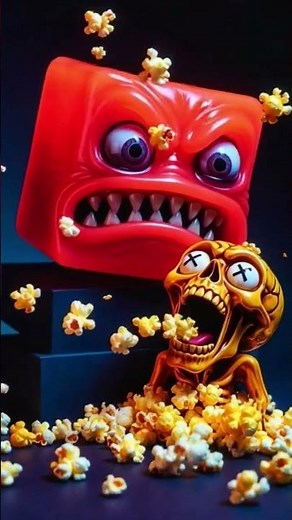 "This Popcorn Brain Monster EXPLODES inside Its Head🍿 😱 | 3D loop animation"