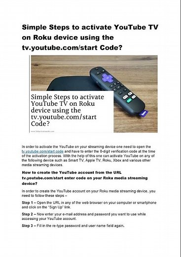 How to activate the YouTube TV on your Roku using tv.youtube com/start Code