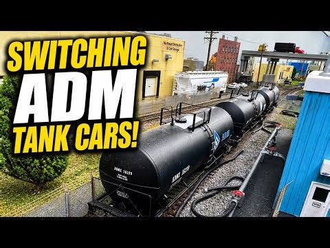Switching ADM Tank Cars on My HO Shelf Layout