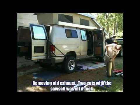 Ford 7.3L E350 Diesel Van 4" Turbo Back Exhaust Install With Sound Results.