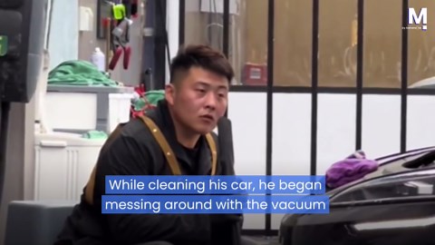 Tongue-tied! Dozy worker gets tongue stuck in vacuum cleaner