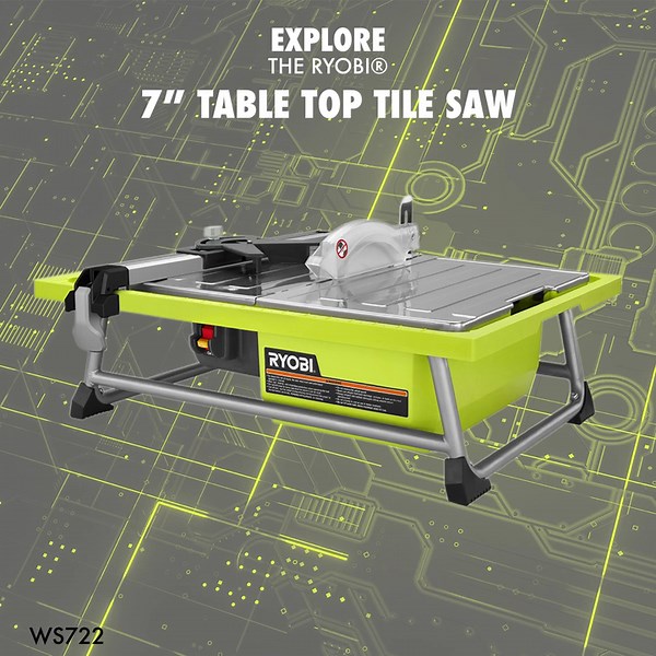 RYOBI 4.8 -Amps 7 in. Blade Corded Tabletop Wet Tile Saw WS722