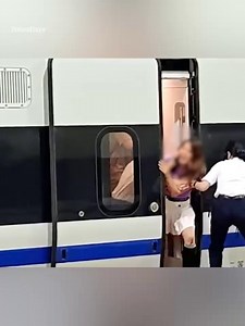 Shocking moment woman holds up train for her pals - leading to her arrest | The Sun