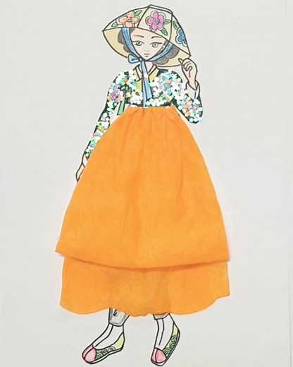 DIY 한복 종이인형 옷 만들기 #drawing #paper doll clothes