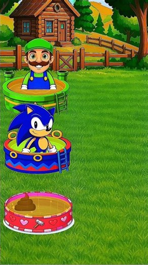WHO POOPED IN THE POOL ? MARIO VS LUIGI VS SONIC VS AMYM #shorts #cartoon #usa #funny #ytshorts