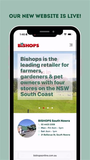 🎉 Our New Website Is LIVE! We’re thrilled to share that the brand-new Bishops website has officially launched with a fresh look that’s easier to navigate, and packed with everything you need to know! Whether you’re shopping for fencing gear, livestock supplies, garden essentials, pet products or anything in between, it’s now simpler (and faster!) to find exactly what you’re after. Jump on, have a look around, and let us know what you think! | Bishops South Nowra