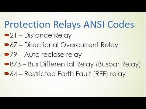 ANSI Codes for Protection Relays in Electrical Substations